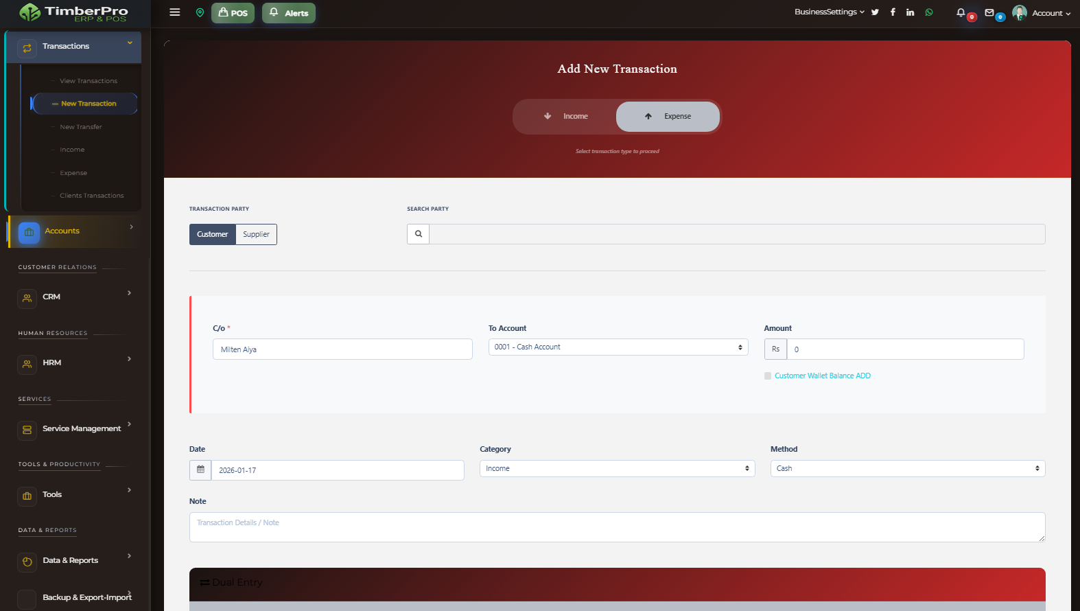 TimberPro POS interface