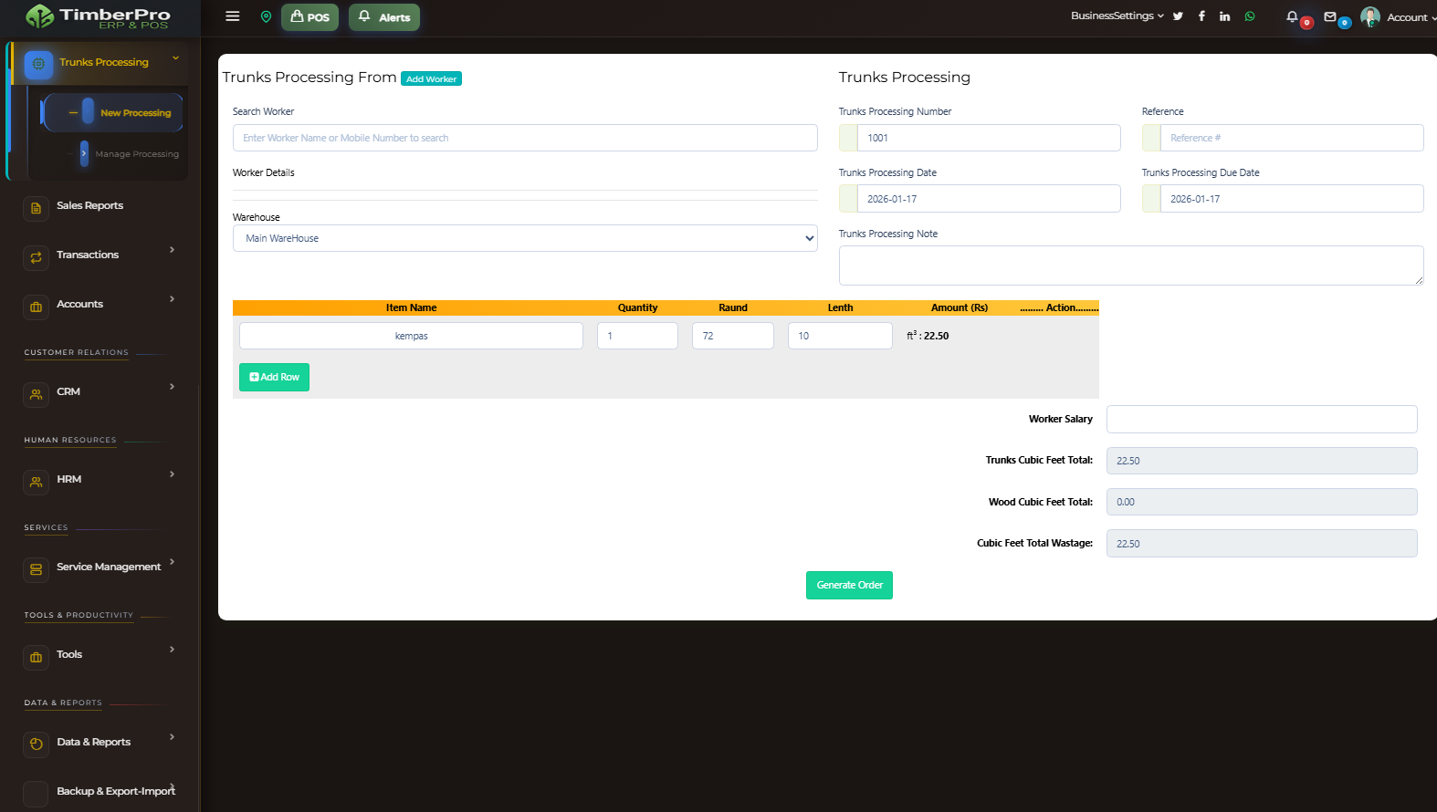 Supplier order list interface